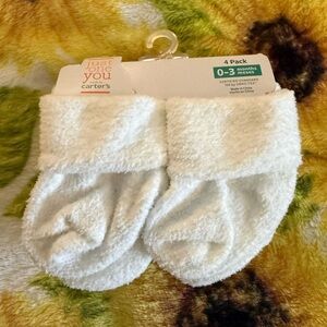 Carter's White Plush Baby Socks - 4 Pack-NWT